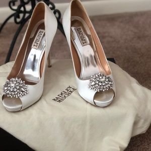 White satin shoes